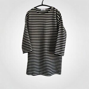 Everlane Cotton Striped Midi T-shirt Dress Black White Long Sleeve Size s